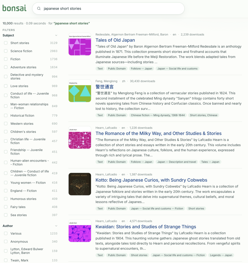 Japanese War Stories query results page