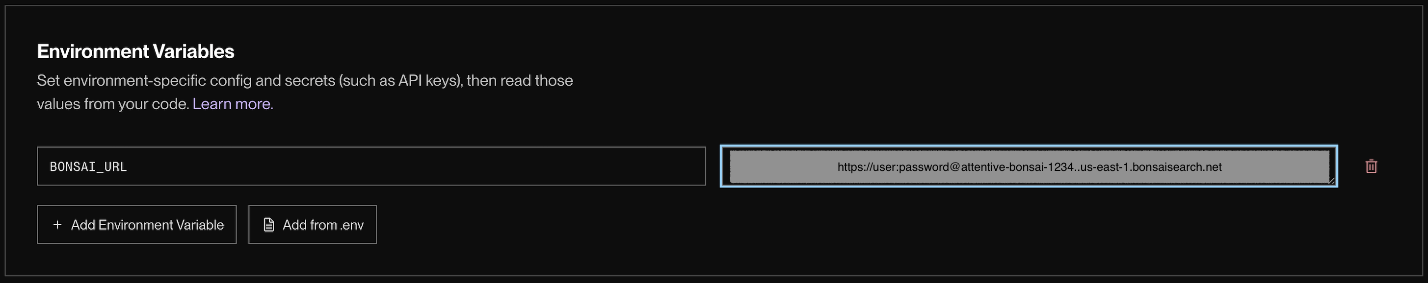 The BONSAI_URL environment variable