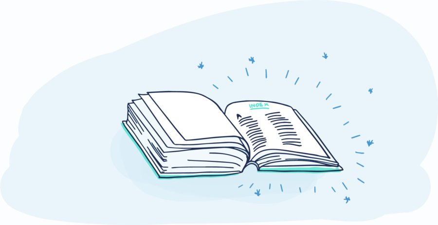 An index in the back of a book