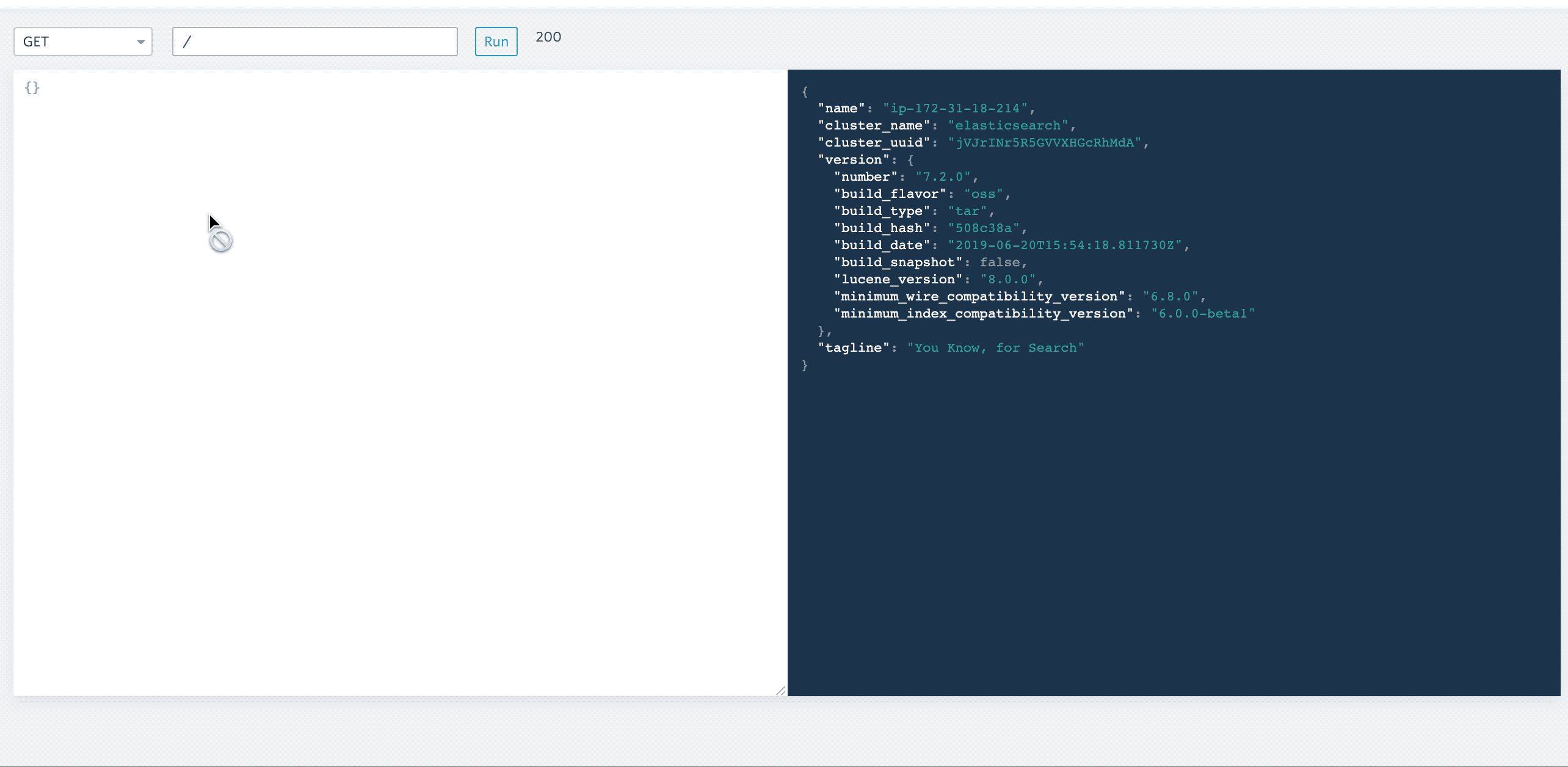 Bonsai dashboard interactive console in use