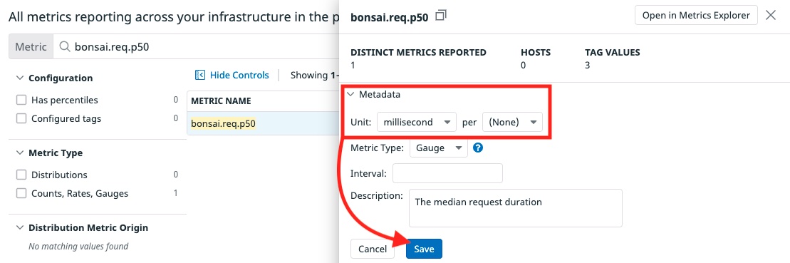 Datadog metadata units