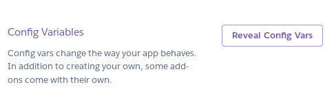 Heroku Settings Config Vars section
