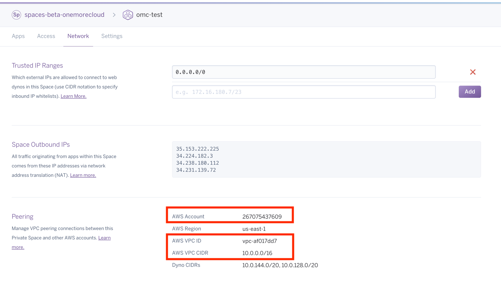 Private space URL in Heroku