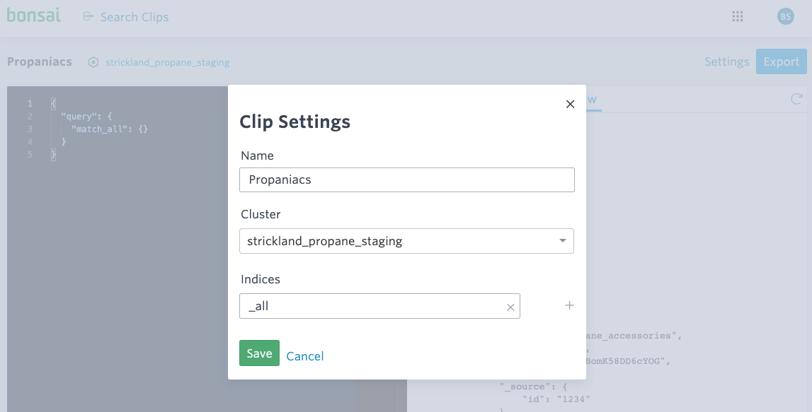 Search Clip settings