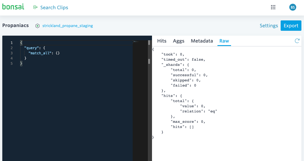 Search Clip view with Query Editor and Response View